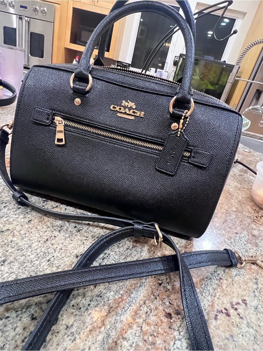 Never used Authentic Coach Rowan Satchel Bag in Black Leather – Medium Size